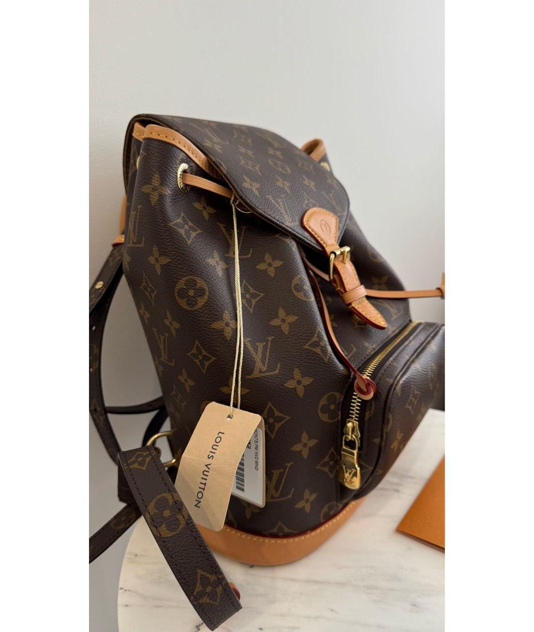 LOUIS VUITTON Коричневый кожаный рюкзак, фото 3