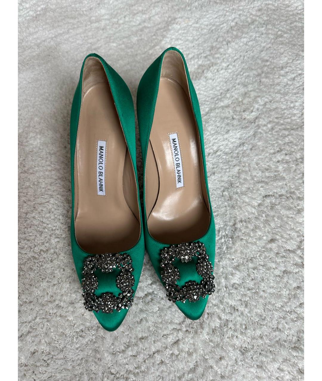 MANOLO BLAHNIK Зеленые текстильные туфли, фото 2