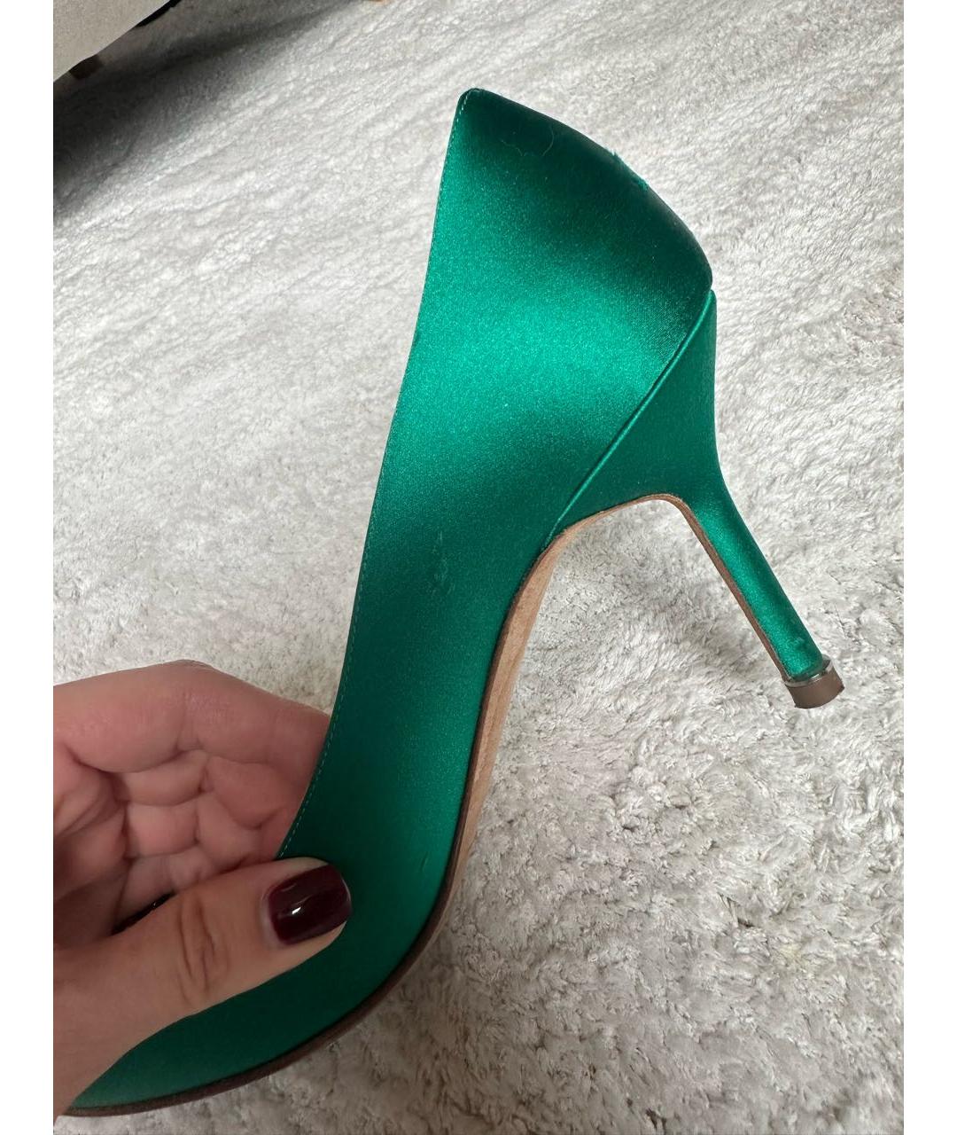 MANOLO BLAHNIK Зеленые текстильные туфли, фото 5