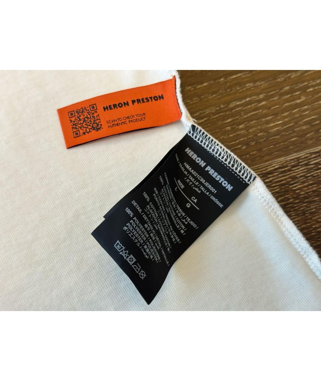 HERON PRESTON Белая хлопковая футболка, фото 5