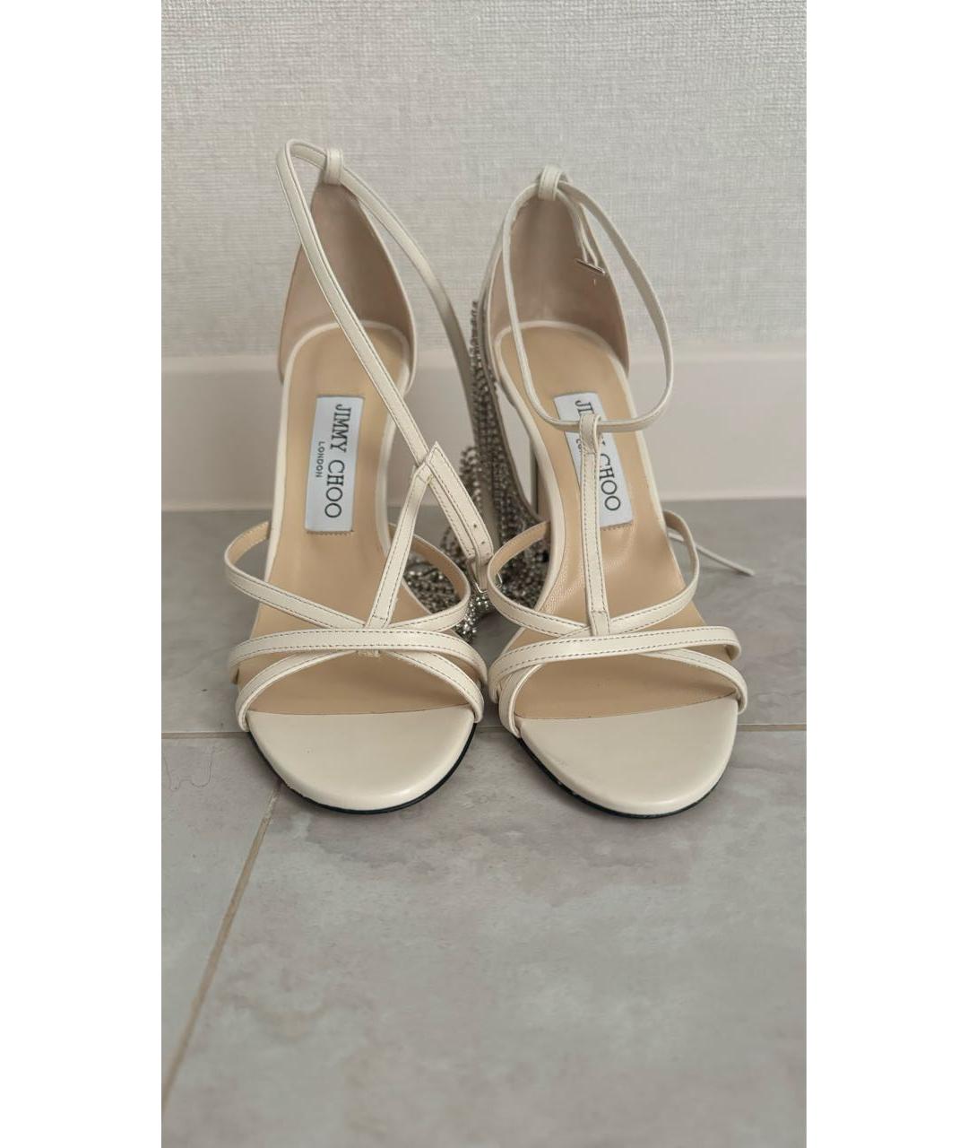 JIMMY CHOO Бежевые кожаные босоножки, фото 2