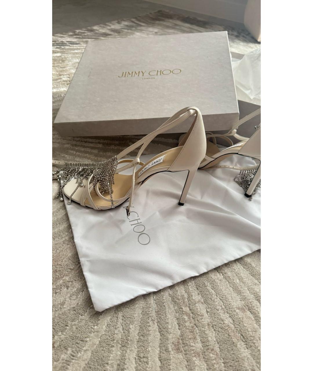 JIMMY CHOO Бежевые кожаные босоножки, фото 6