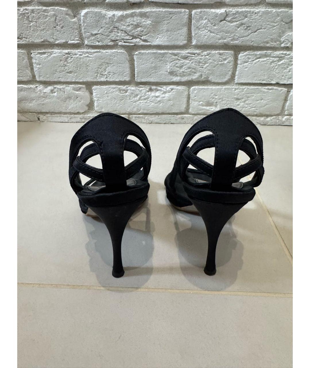 ALEXANDER MCQUEEN Черные текстильные босоножки, фото 4