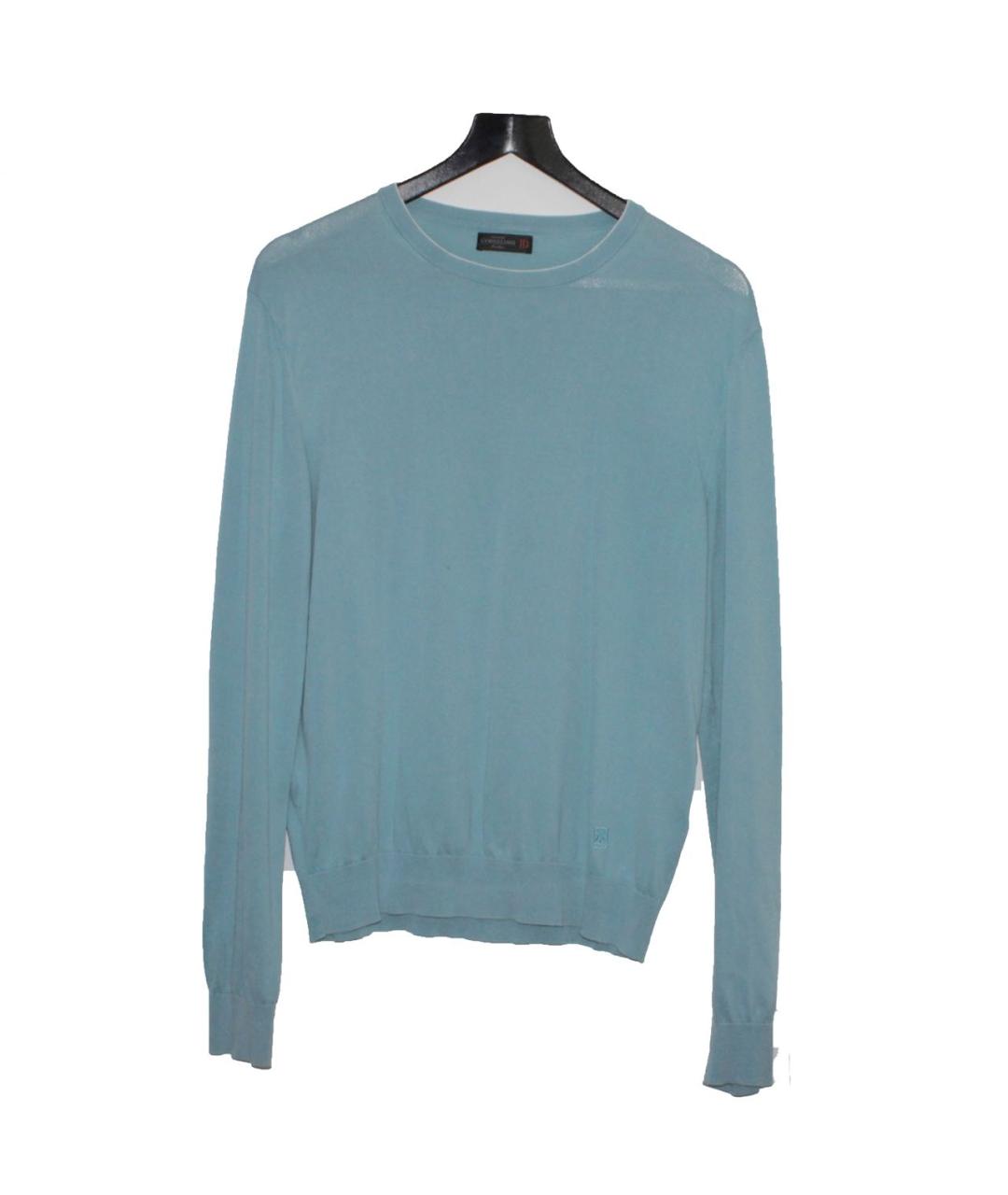 CORNELIANI Бирюзовый хлопковый джемпер / свитер, фото 4