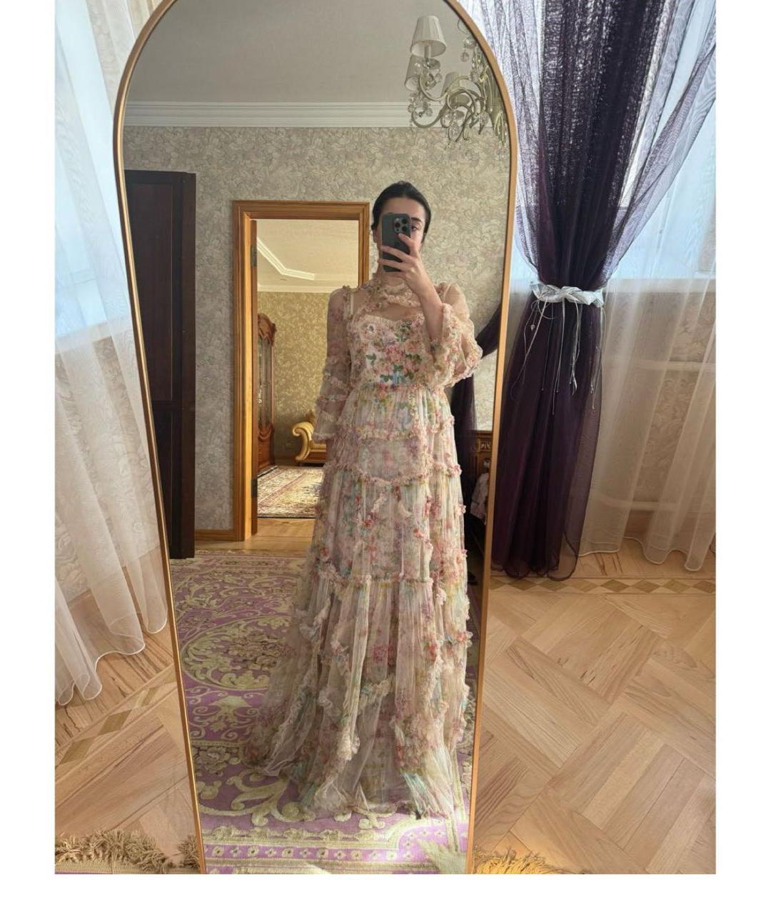 NEEDLE & THREAD Розовое сетчатое вечернее платье, фото 4