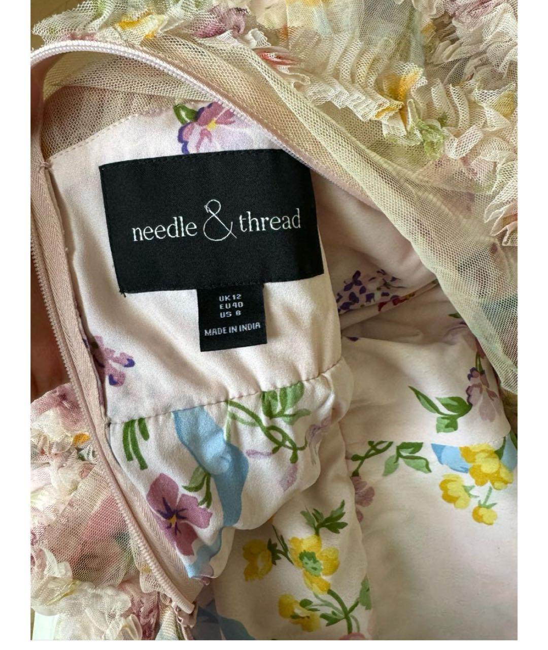 NEEDLE & THREAD Розовое сетчатое вечернее платье, фото 3