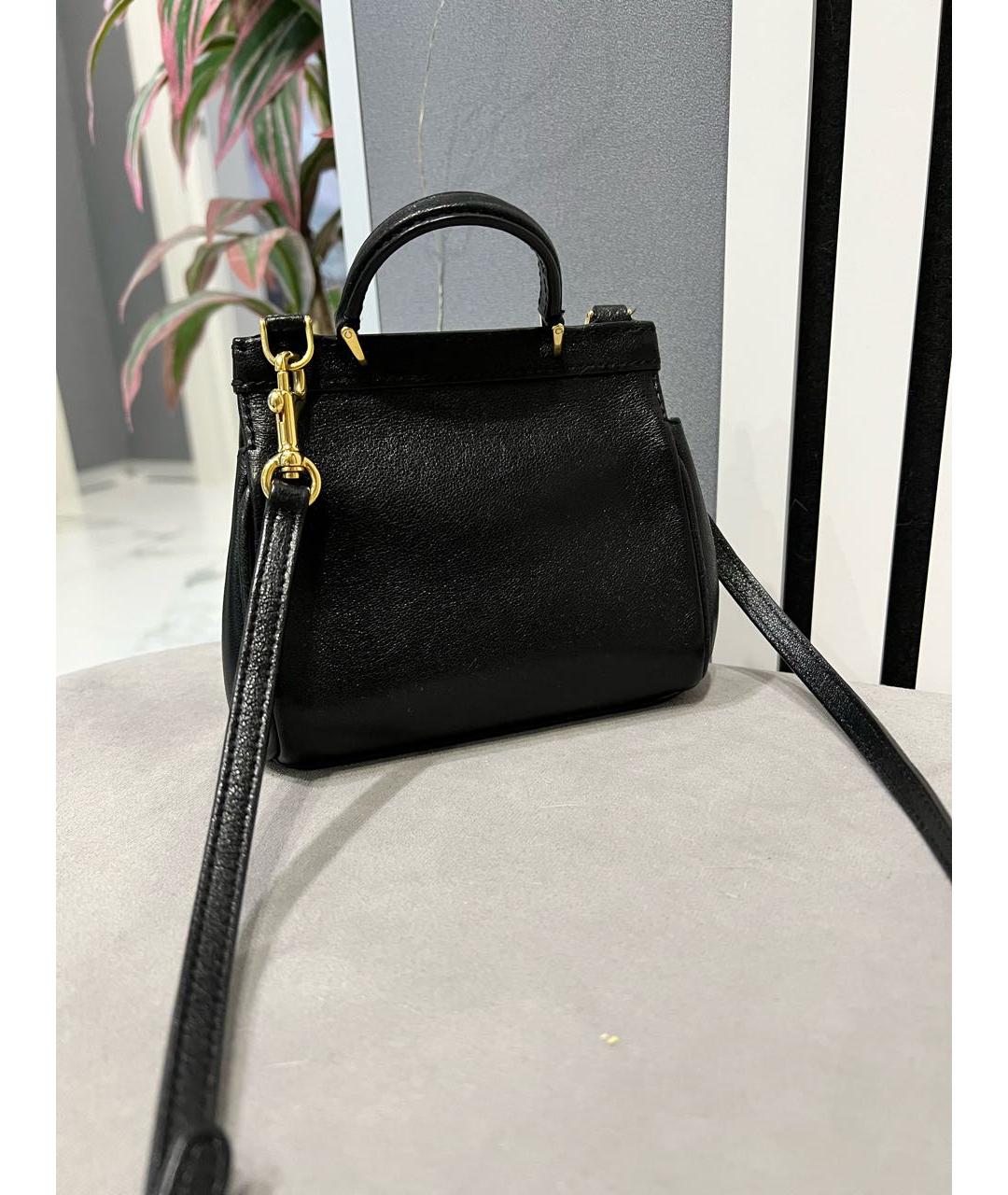 DOLCE&GABBANA Черная кожаная сумка с короткими ручками, фото 3