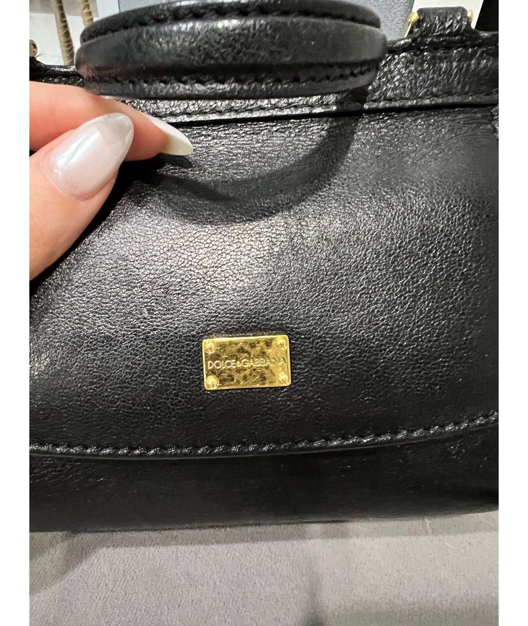 DOLCE&GABBANA Черная кожаная сумка с короткими ручками, фото 5