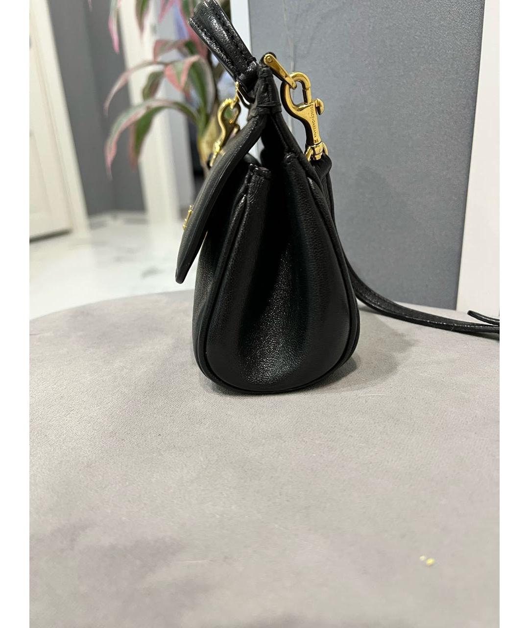 DOLCE&GABBANA Черная кожаная сумка с короткими ручками, фото 2
