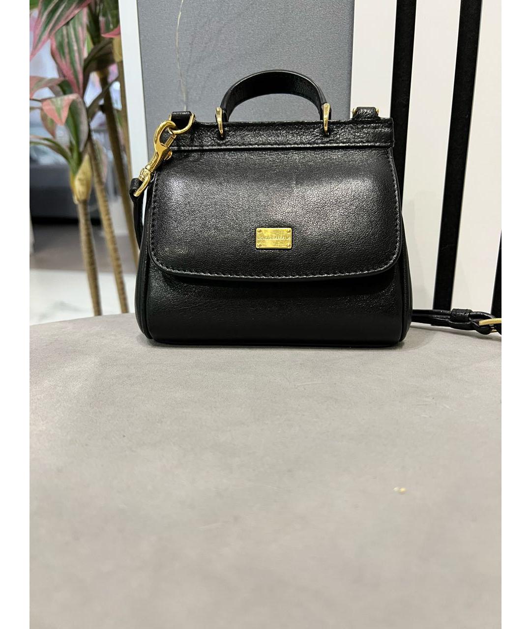 DOLCE&GABBANA Черная кожаная сумка с короткими ручками, фото 7