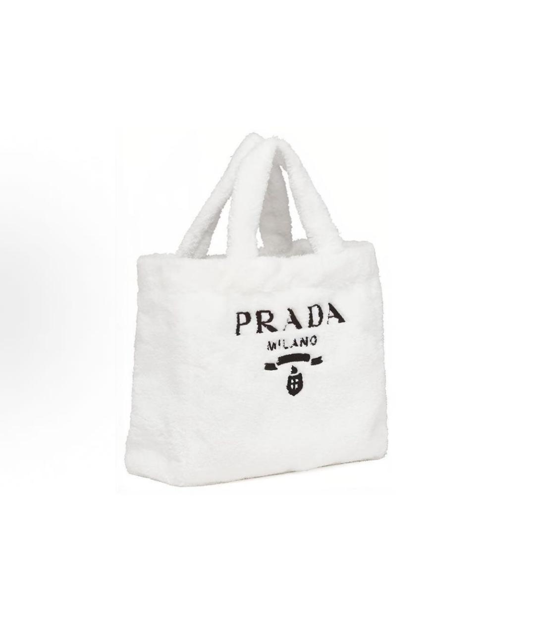 PRADA Белая меховая сумка тоут, фото 2