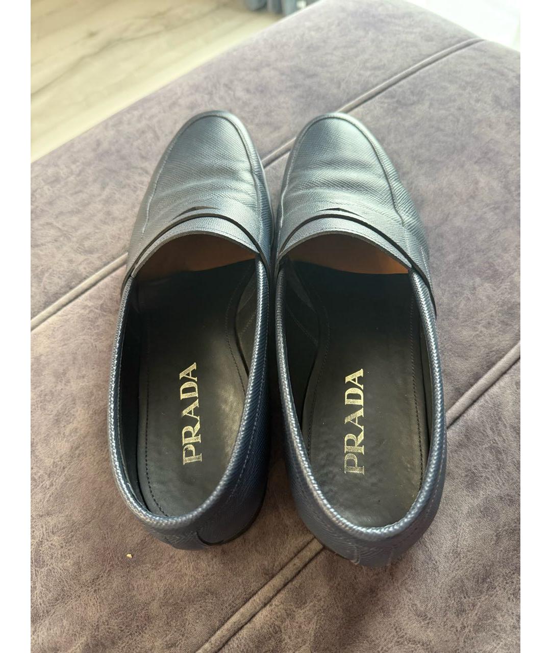 PRADA Темно-синие кожаные лоферы, фото 3