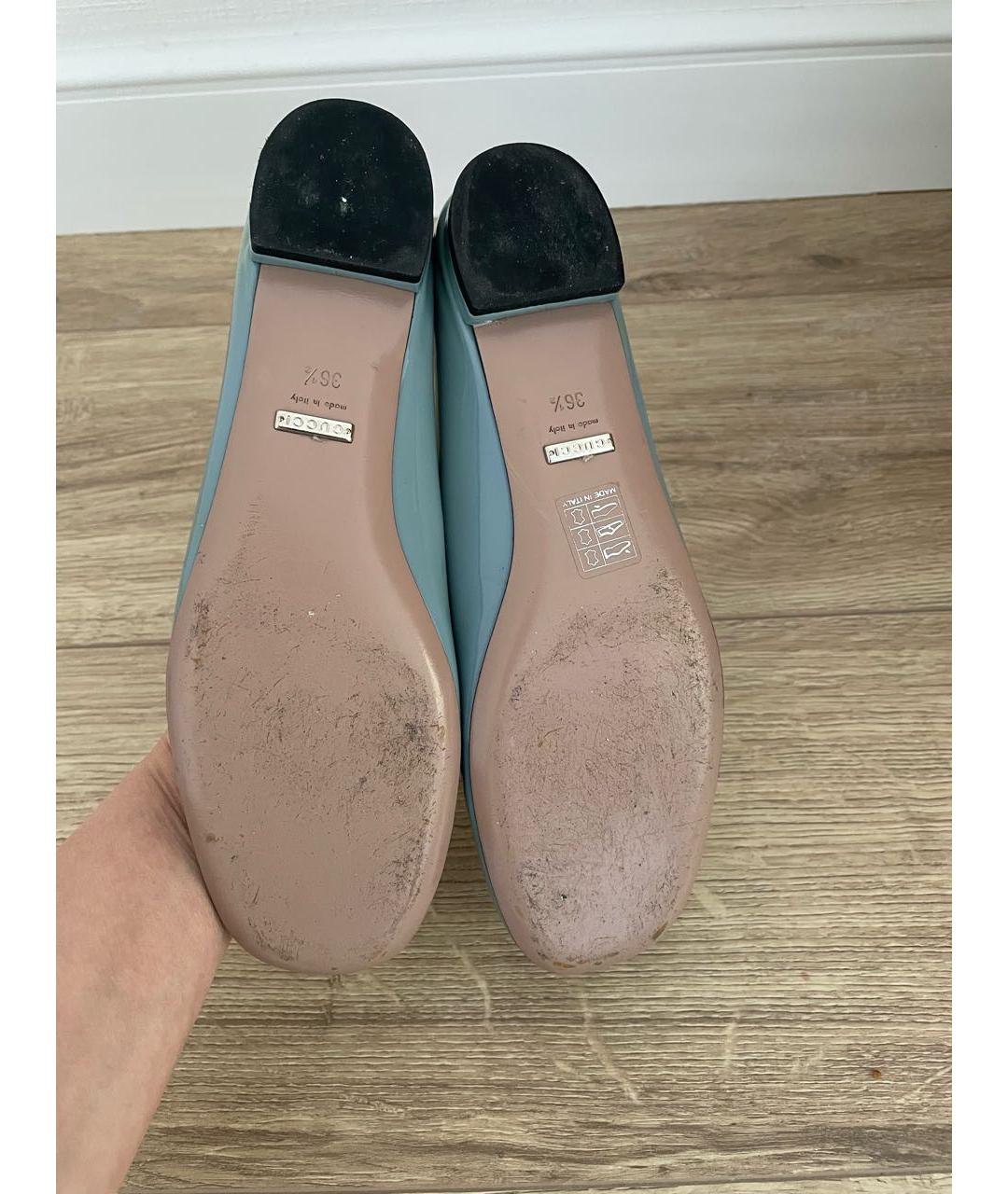 GUCCI Голубые балетки из лакированной кожи, фото 5