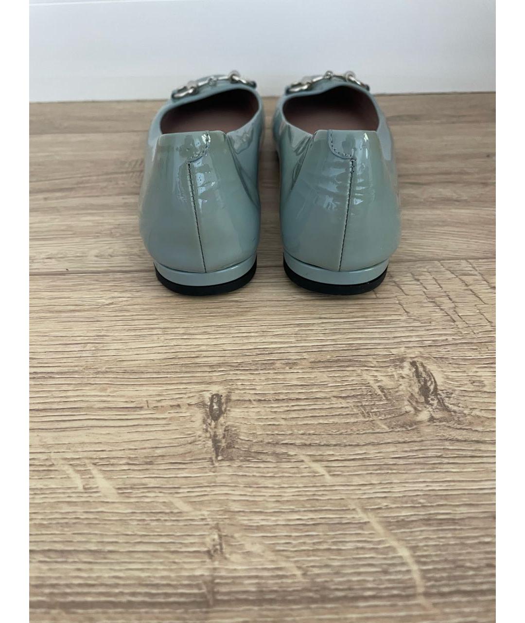GUCCI Голубые балетки из лакированной кожи, фото 4
