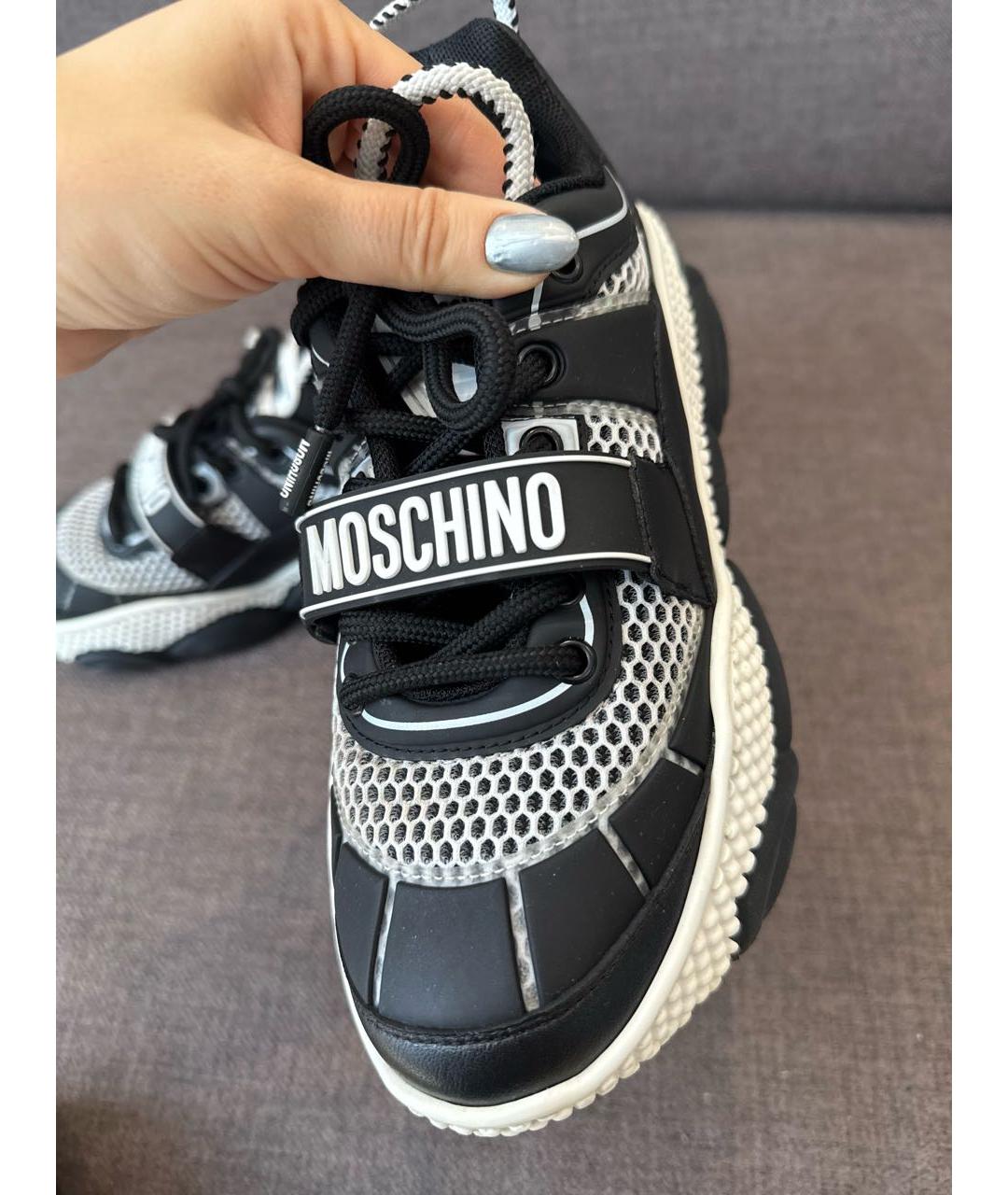 MOSCHINO Черные кожаные кроссовки, фото 6