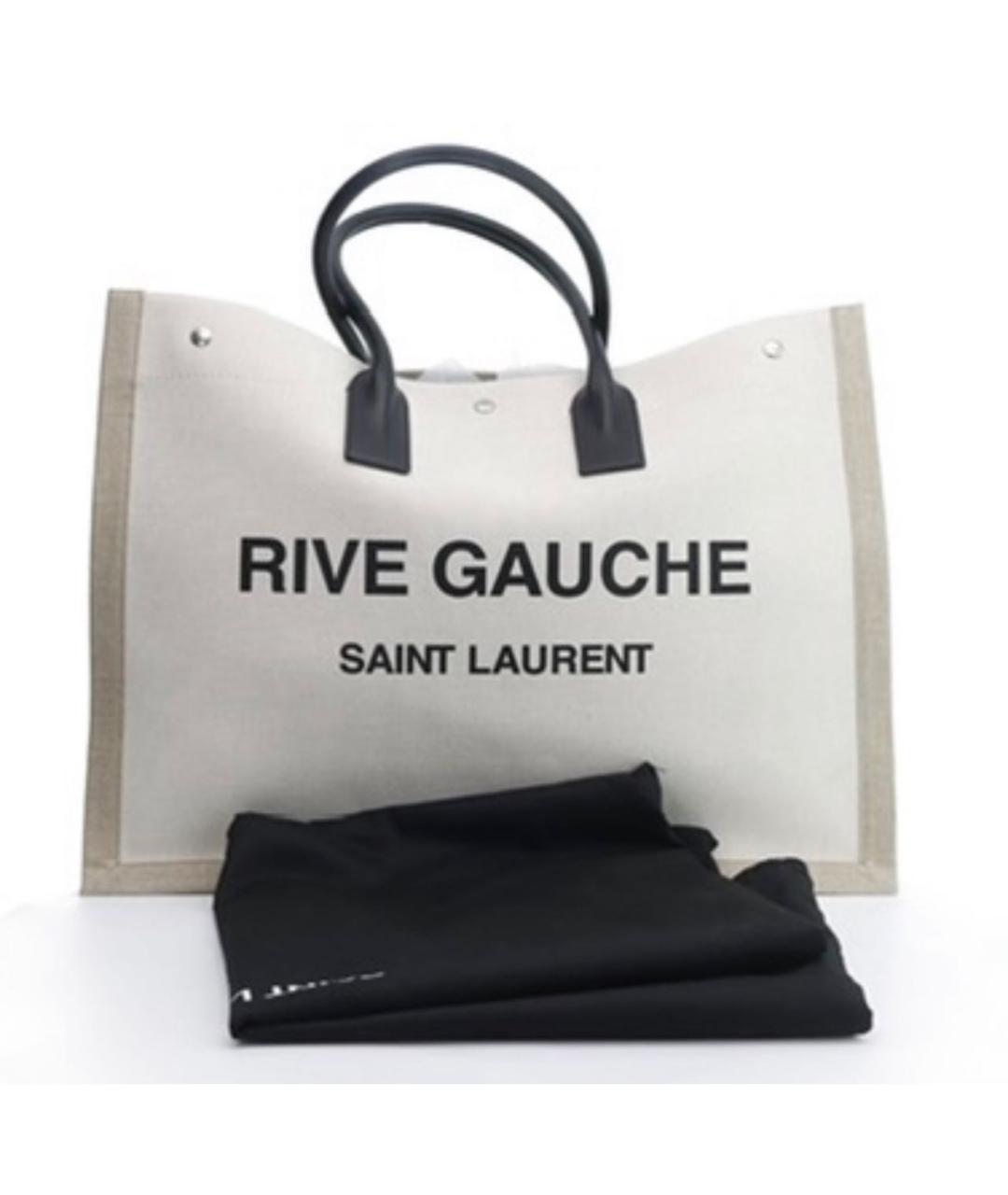 SAINT LAURENT Бежевая льняная сумка тоут, фото 2