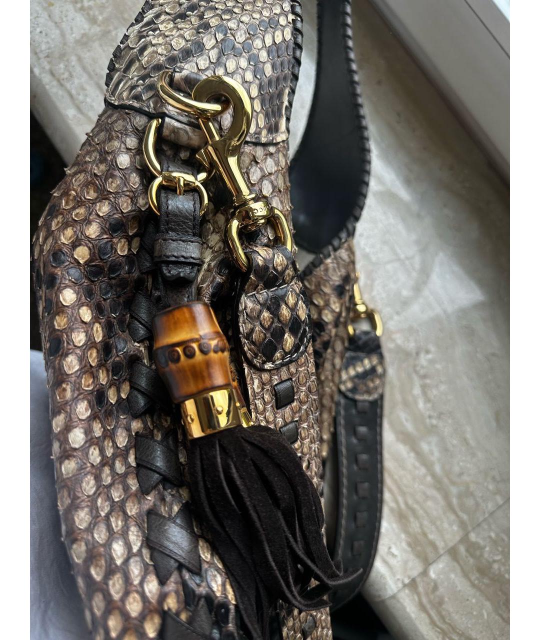 GUCCI Коричневая сумка тоут из экзотической кожи, фото 6