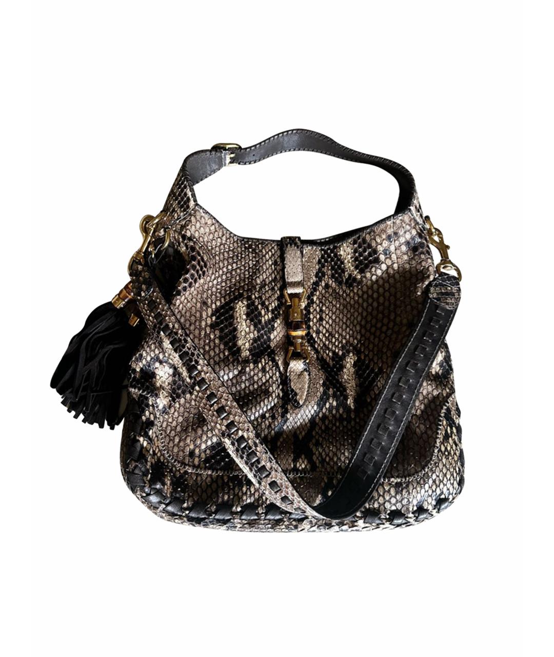 GUCCI Коричневая сумка тоут из экзотической кожи, фото 1