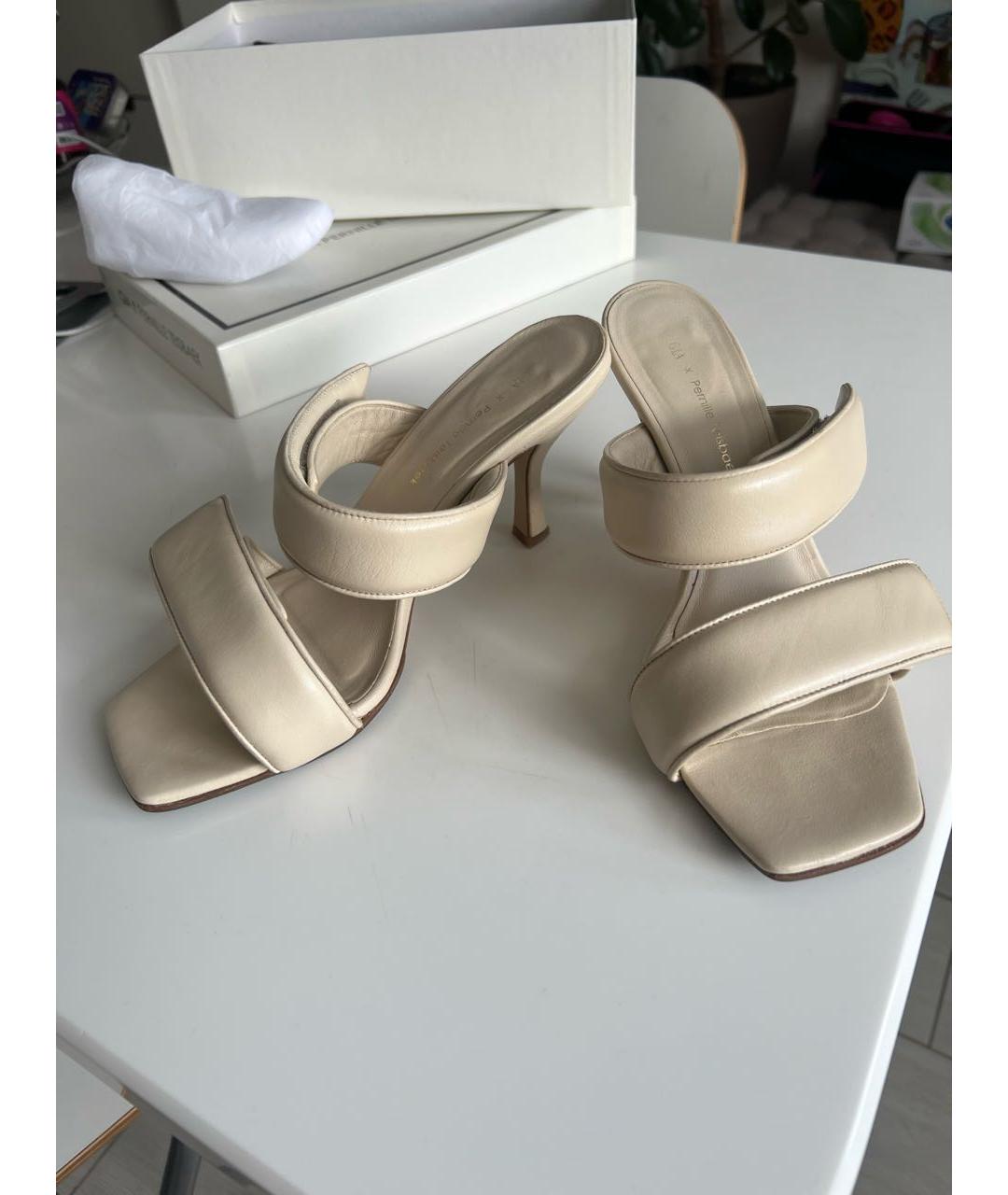 GIA COUTURE Бежевые кожаные мюли, фото 2