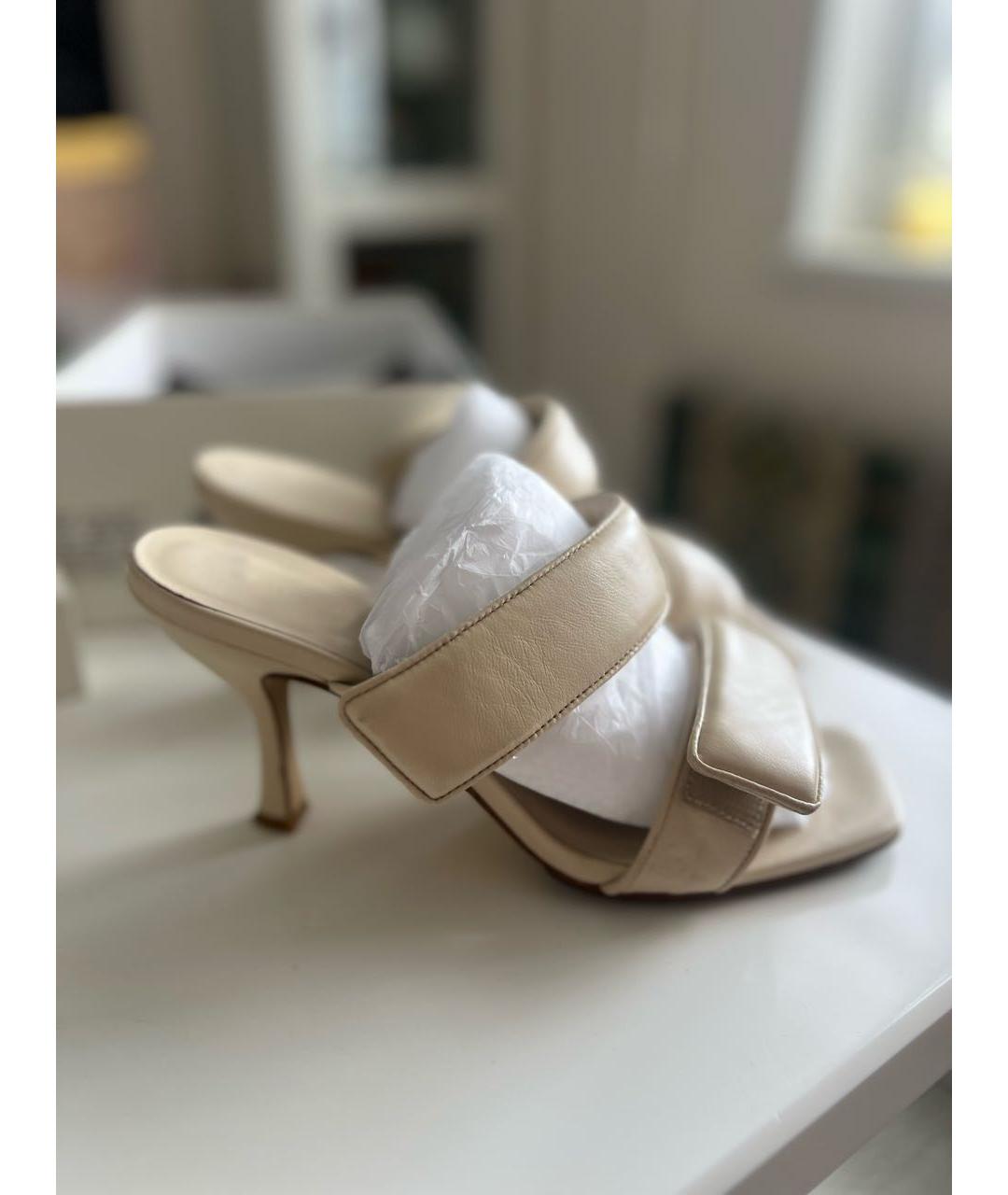 GIA COUTURE Бежевые кожаные мюли, фото 8