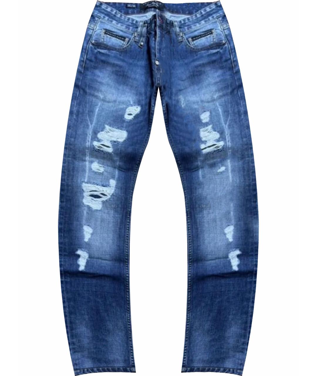 PHILIPP PLEIN Синие прямые джинсы, фото 1