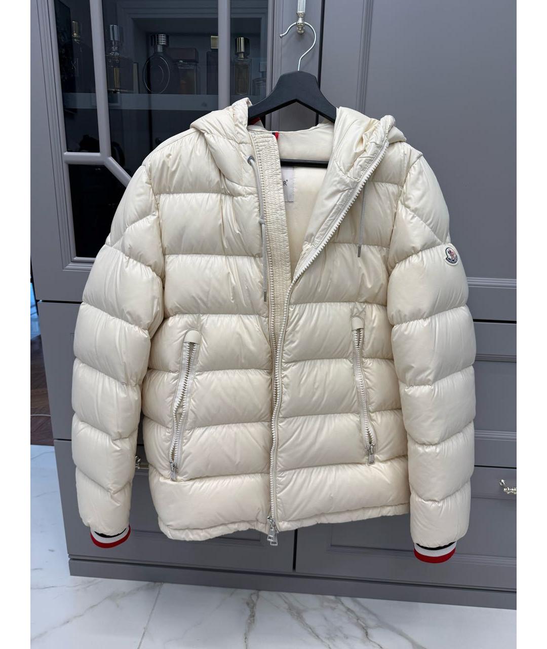 MONCLER Бежевый полиамидовый пуховик, фото 5