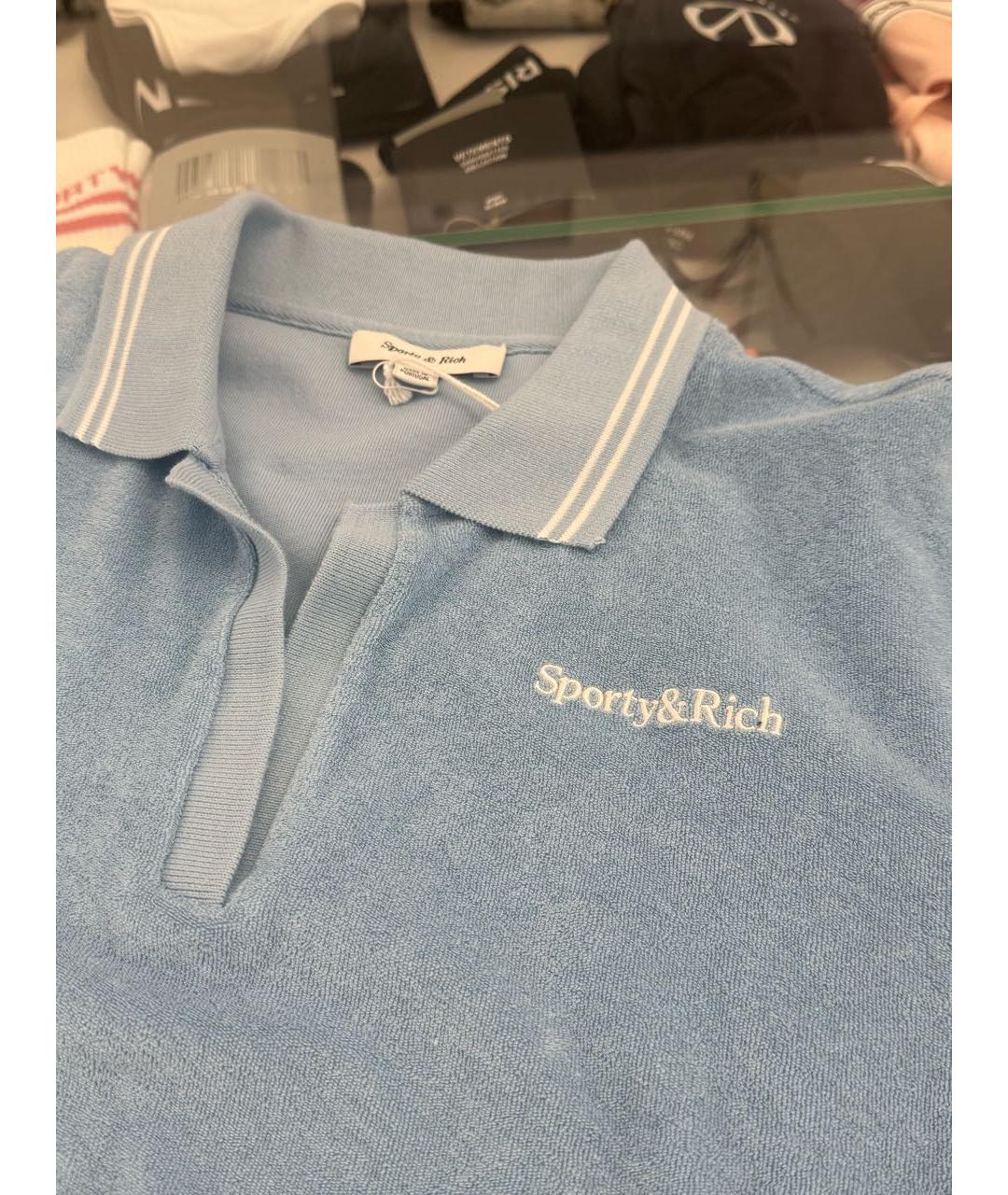 SPORTY AND RICH Голубая хлопковая футболка, фото 3