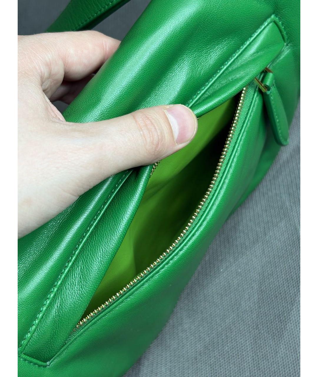 BURBERRY Зеленая кожаная сумка с короткими ручками, фото 8