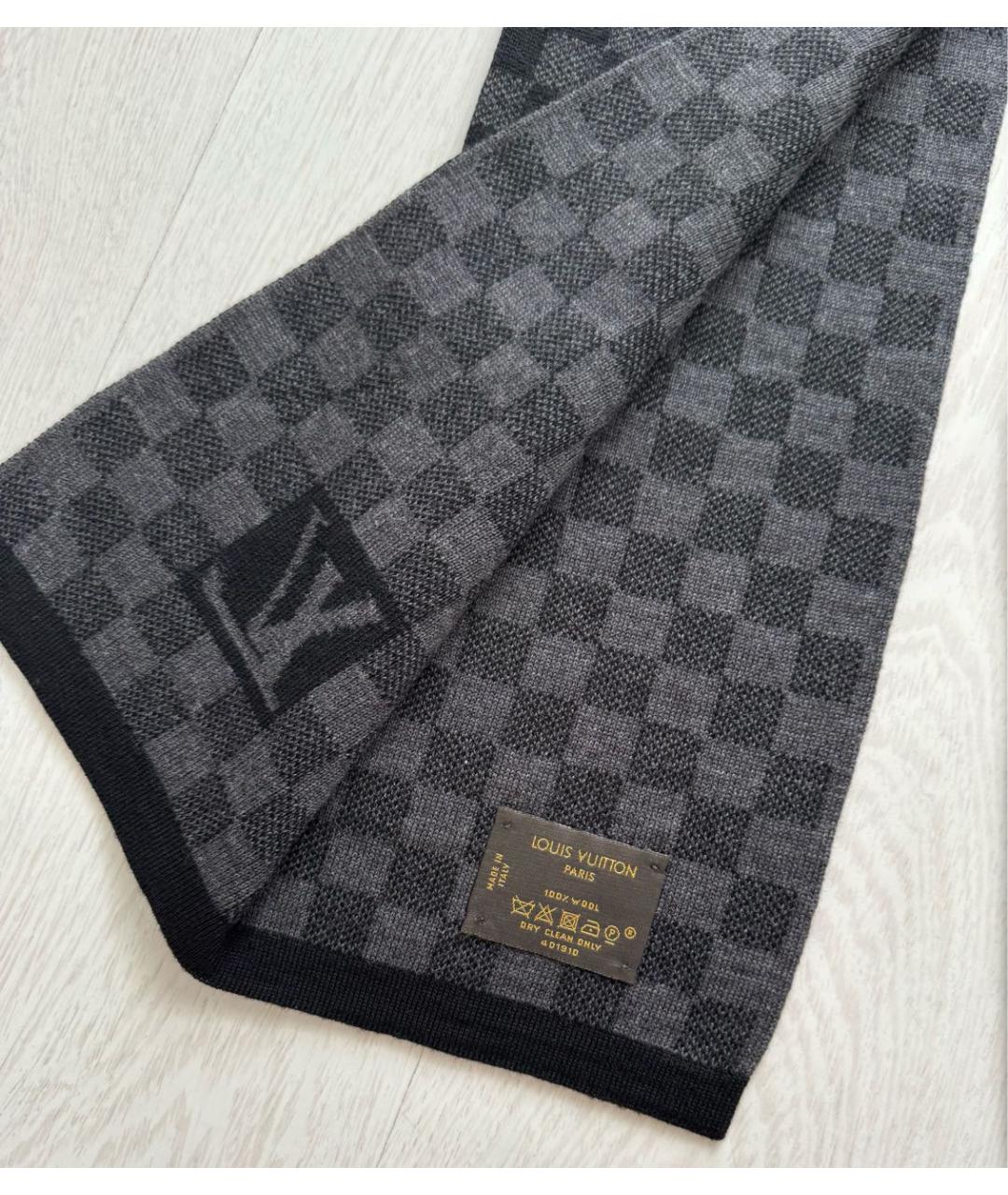 LOUIS VUITTON Антрацитовый шарф, фото 3