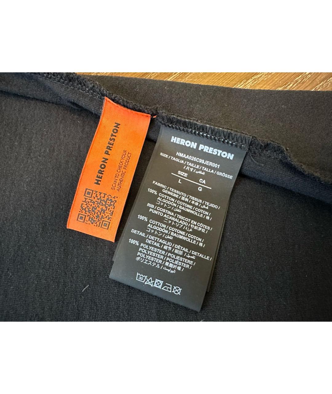 HERON PRESTON Черная хлопковая футболка, фото 7