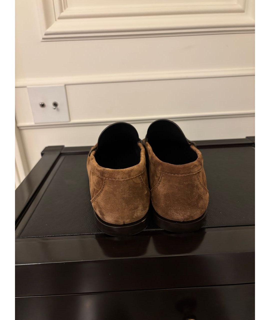 SAINT LAURENT Коричневые замшевые лоферы, фото 4