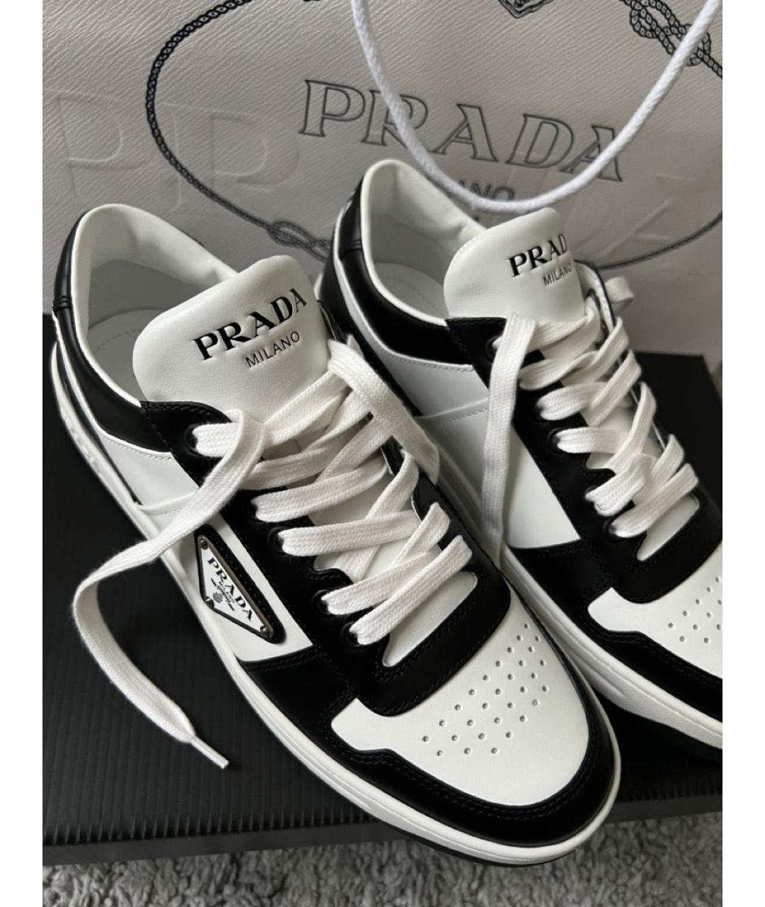 PRADA Белые кожаные кроссовки, фото 5
