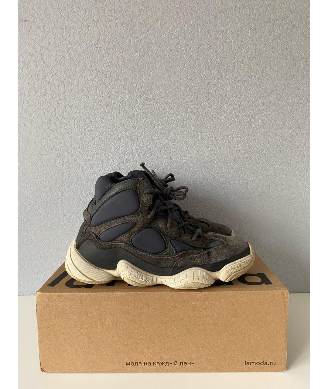 ADIDAS YEEZY Черные замшевые высокие кроссовки / кеды, фото 8