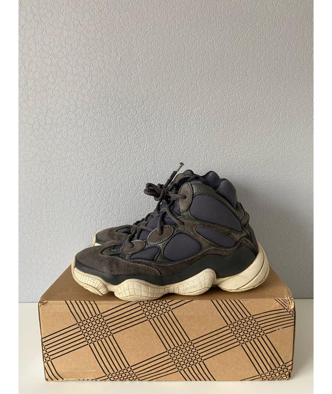 ADIDAS YEEZY Черные замшевые высокие кроссовки / кеды, фото 3