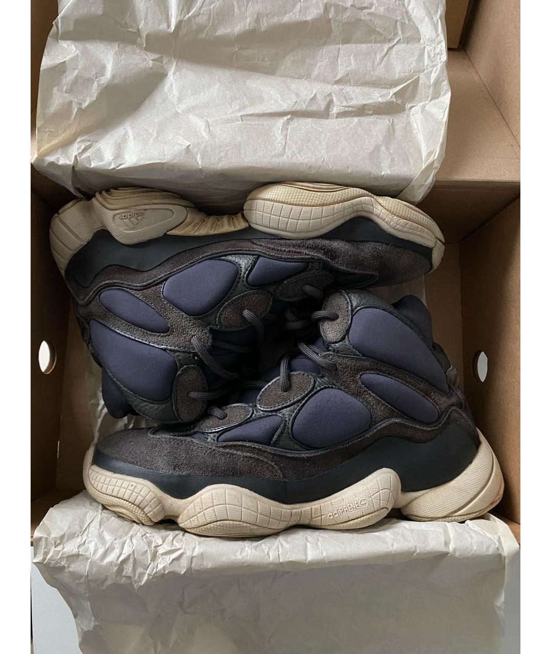 ADIDAS YEEZY Черные замшевые высокие кроссовки / кеды, фото 2