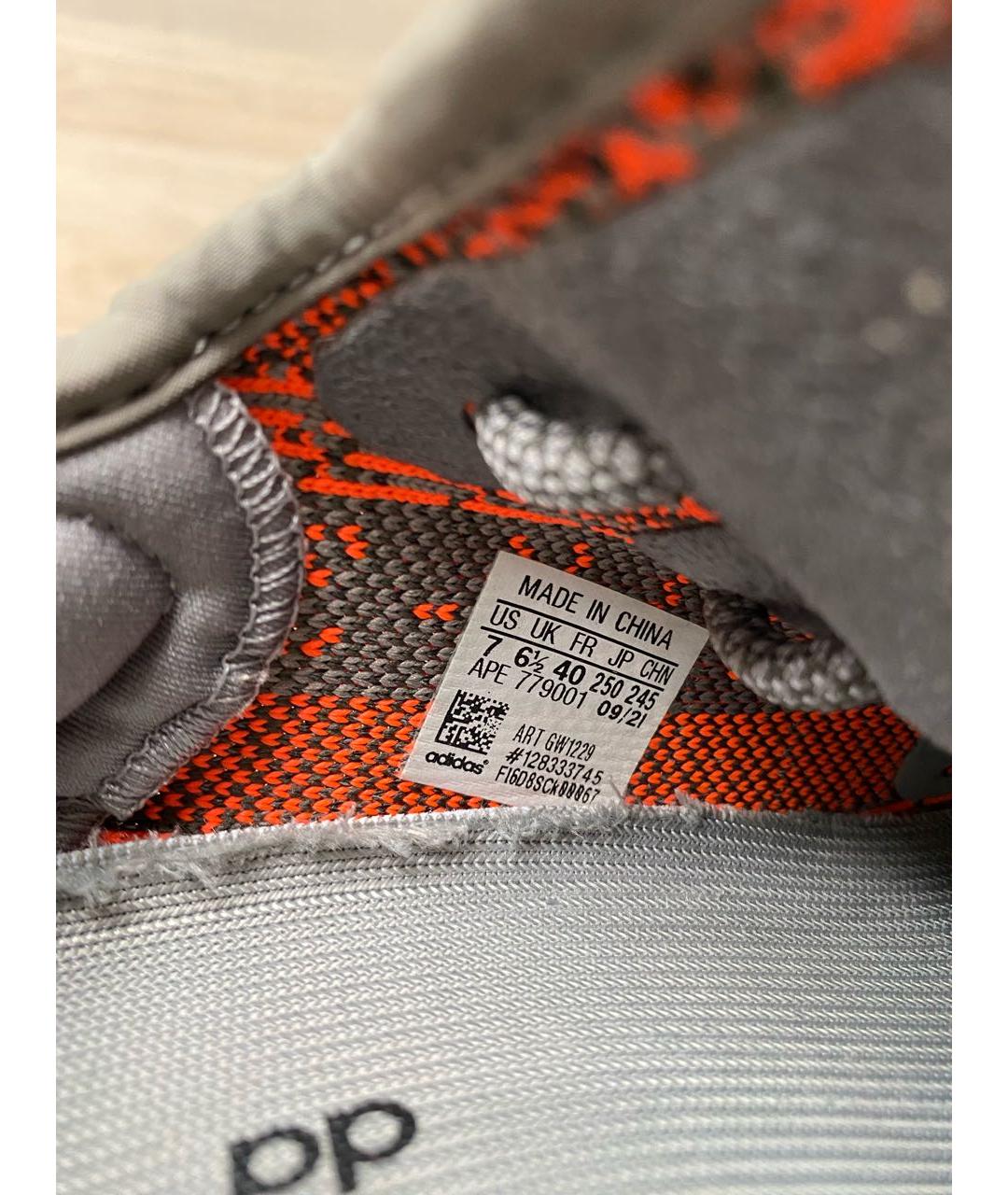 ADIDAS YEEZY Серые текстильные низкие кроссовки / кеды, фото 6