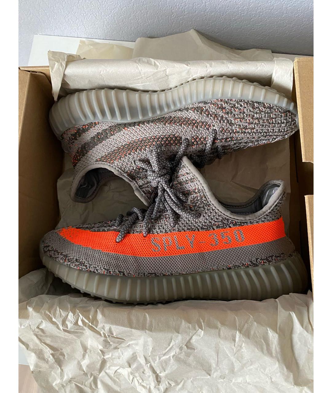 ADIDAS YEEZY Серые текстильные низкие кроссовки / кеды, фото 2