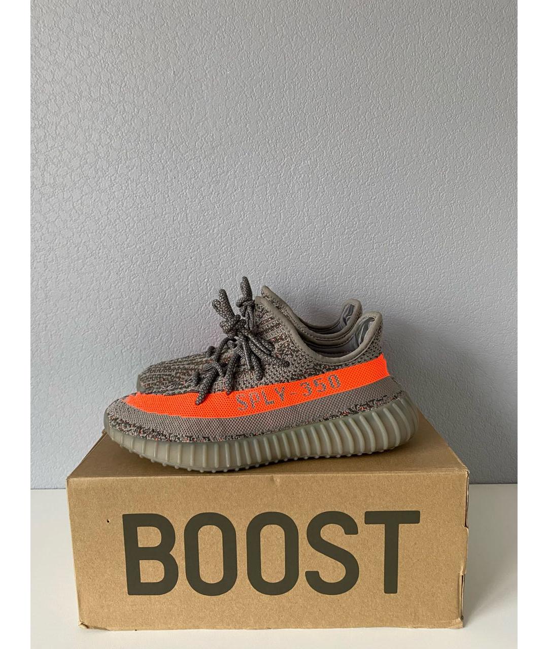 ADIDAS YEEZY Серые текстильные низкие кроссовки / кеды, фото 3