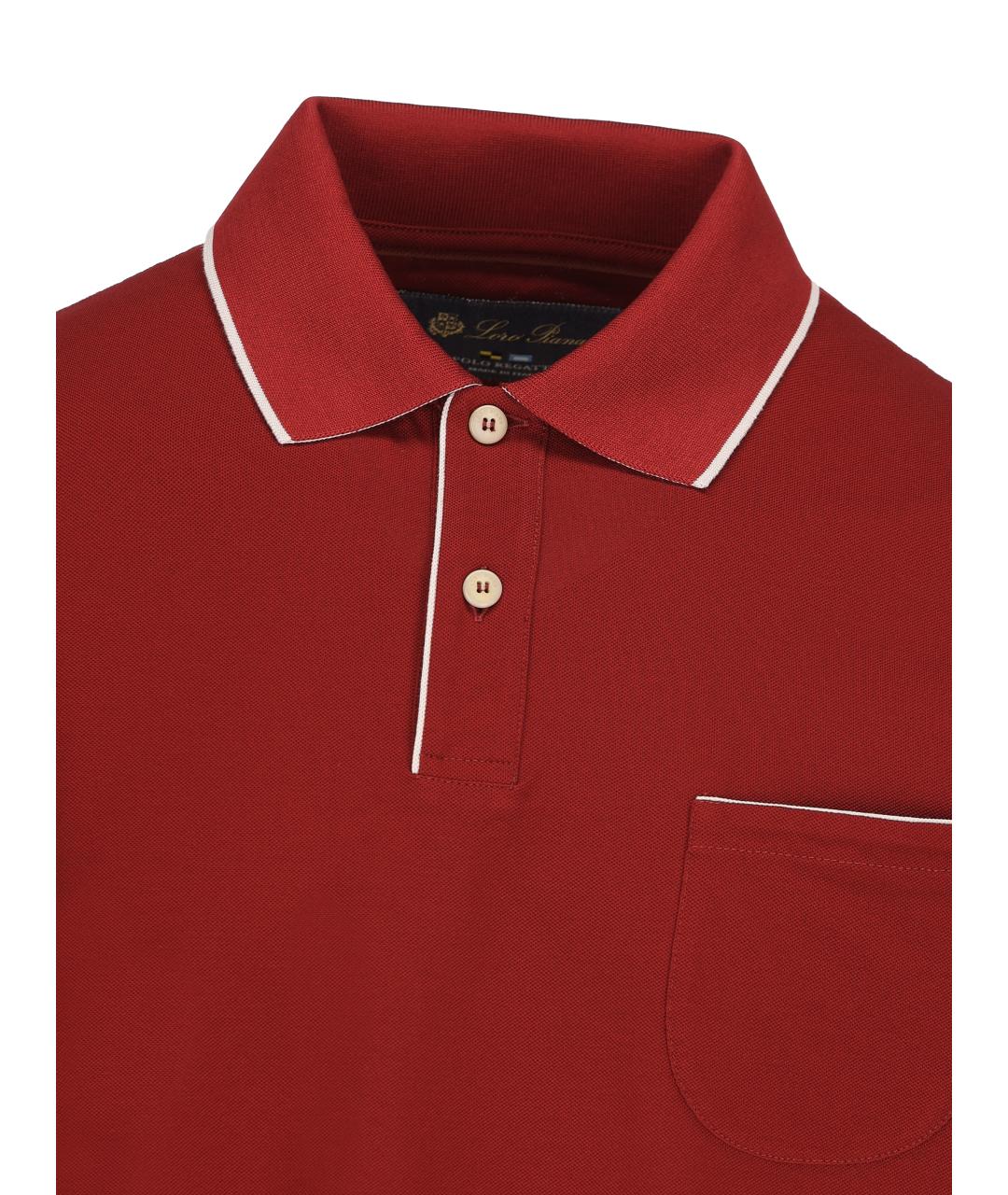 LORO PIANA Бордовое хлопко-эластановое поло с коротким рукавом, фото 2