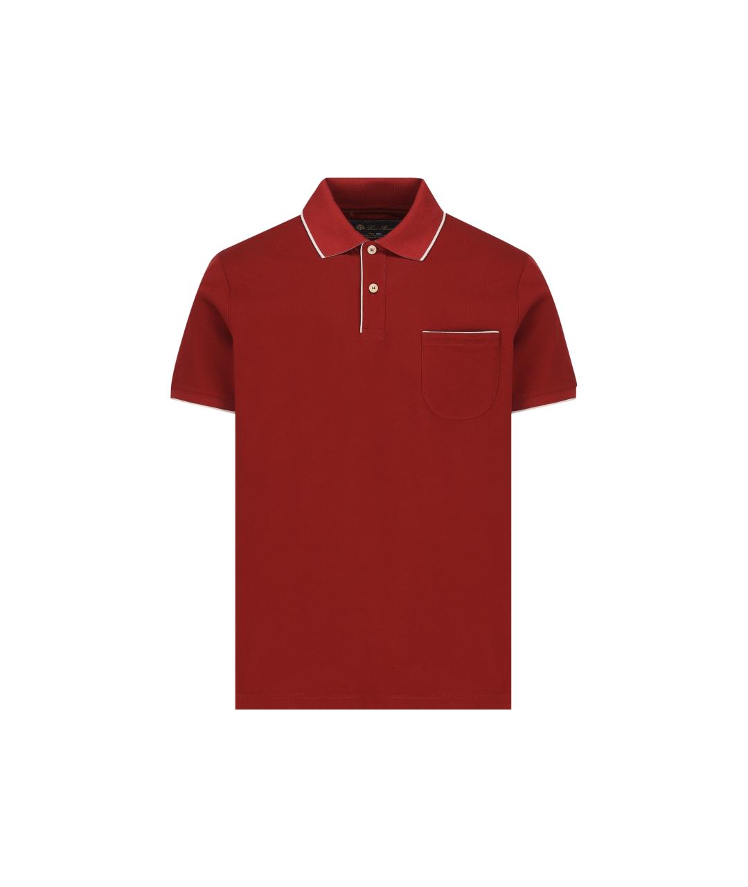 LORO PIANA Бордовое хлопко-эластановое поло с коротким рукавом, фото 1