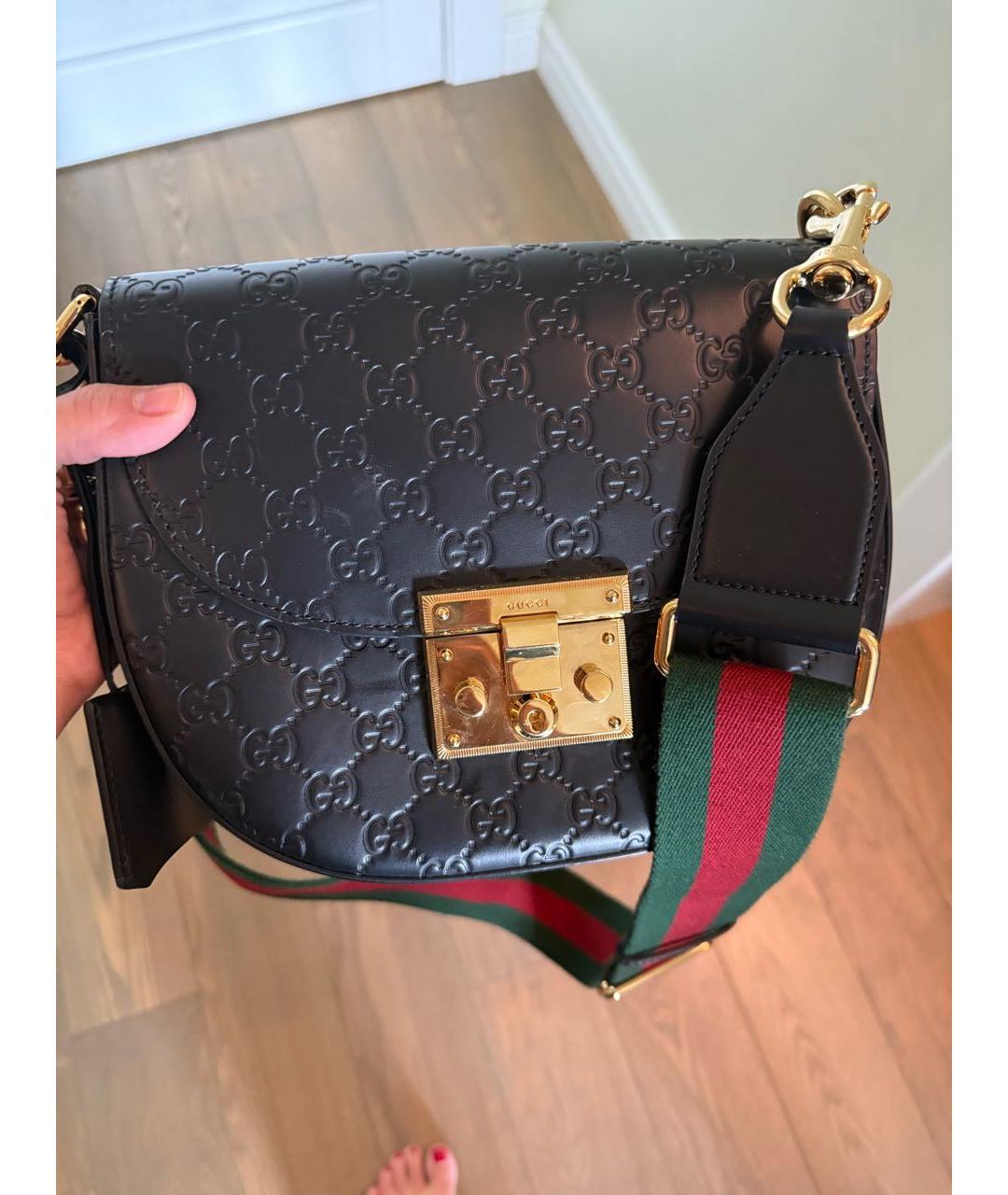 GUCCI Черная кожаная сумка через плечо, фото 2