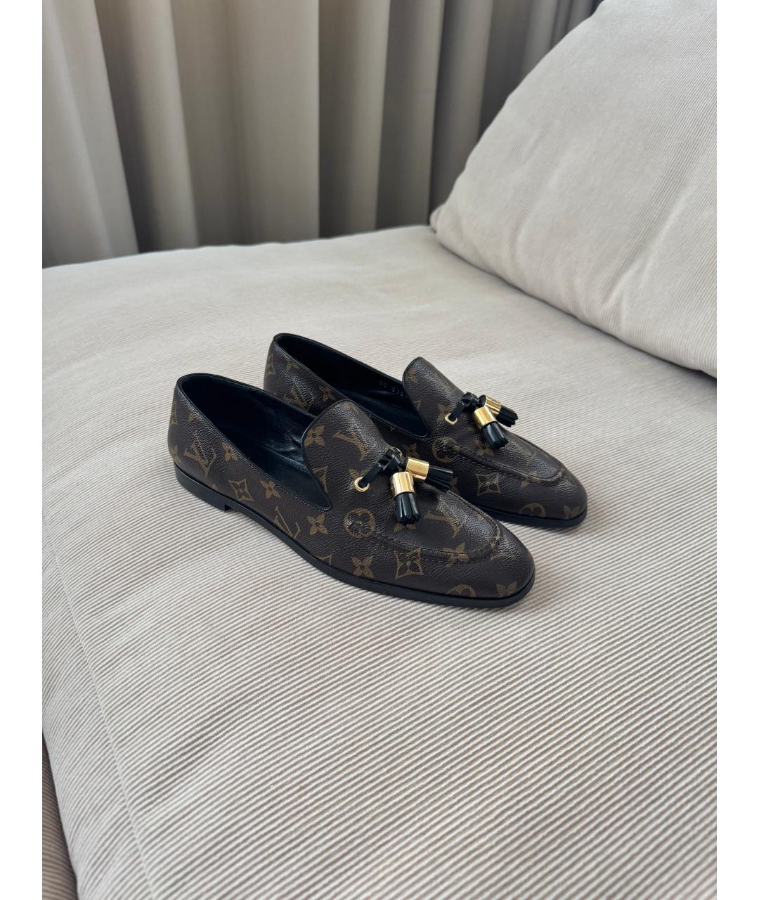 LOUIS VUITTON Коричневые кожаные лоферы, фото 2