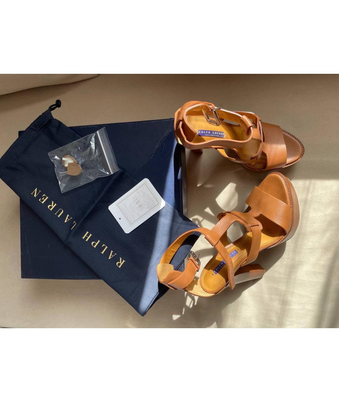 RALPH LAUREN Коричневые кожаные босоножки, фото 3