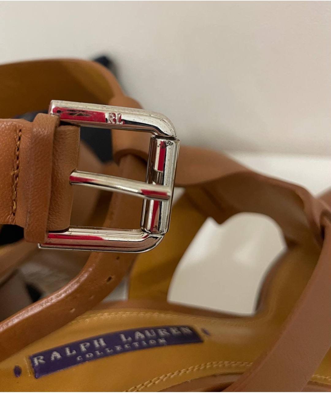 RALPH LAUREN Коричневые кожаные босоножки, фото 8