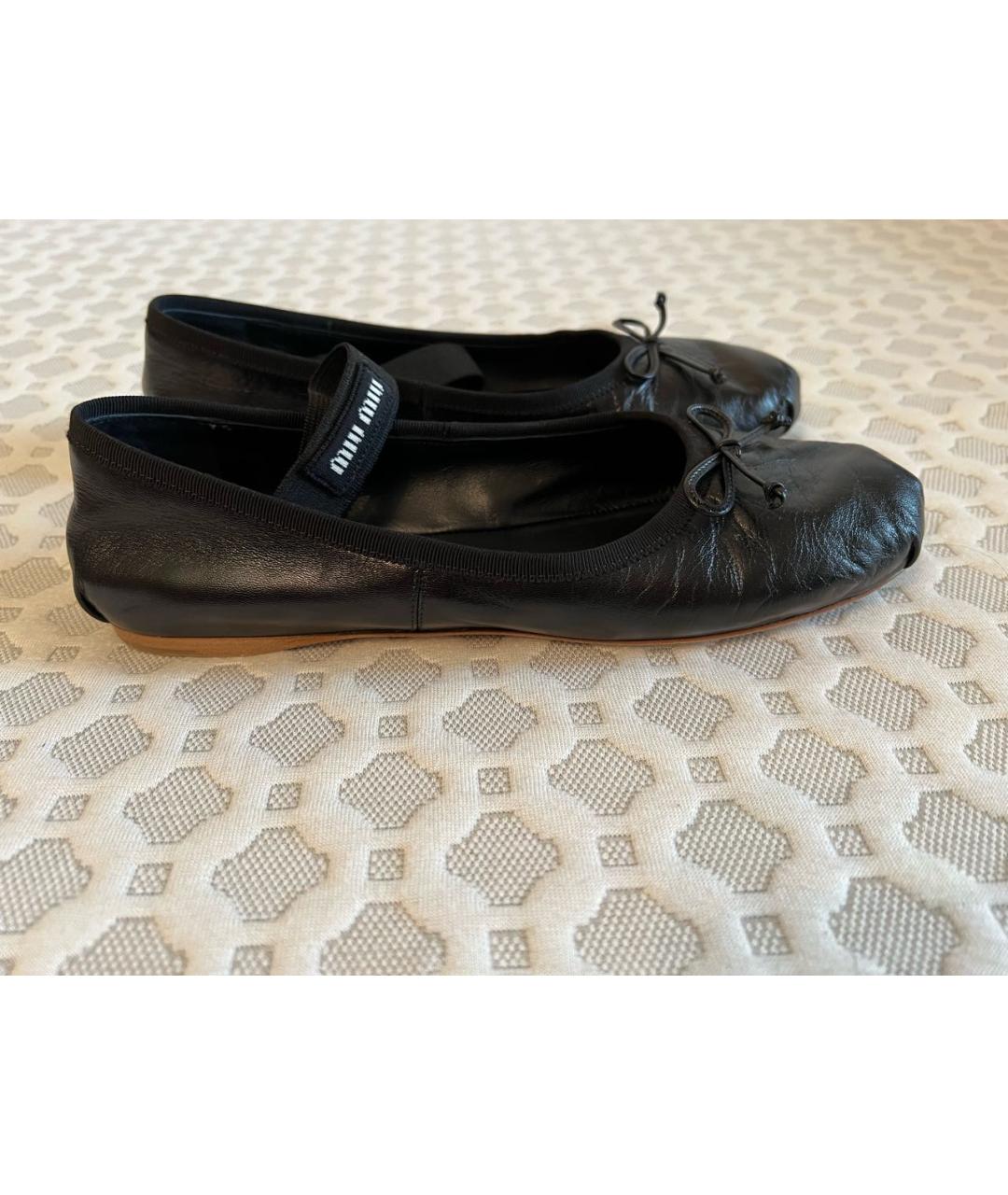 MIU MIU Черные кожаные балетки, фото 2
