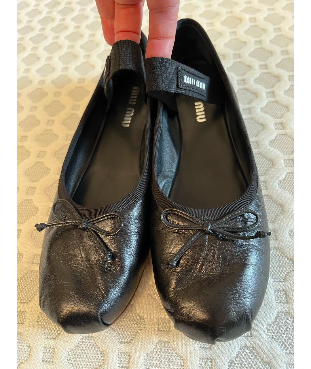 MIU MIU Черные кожаные балетки, фото 6