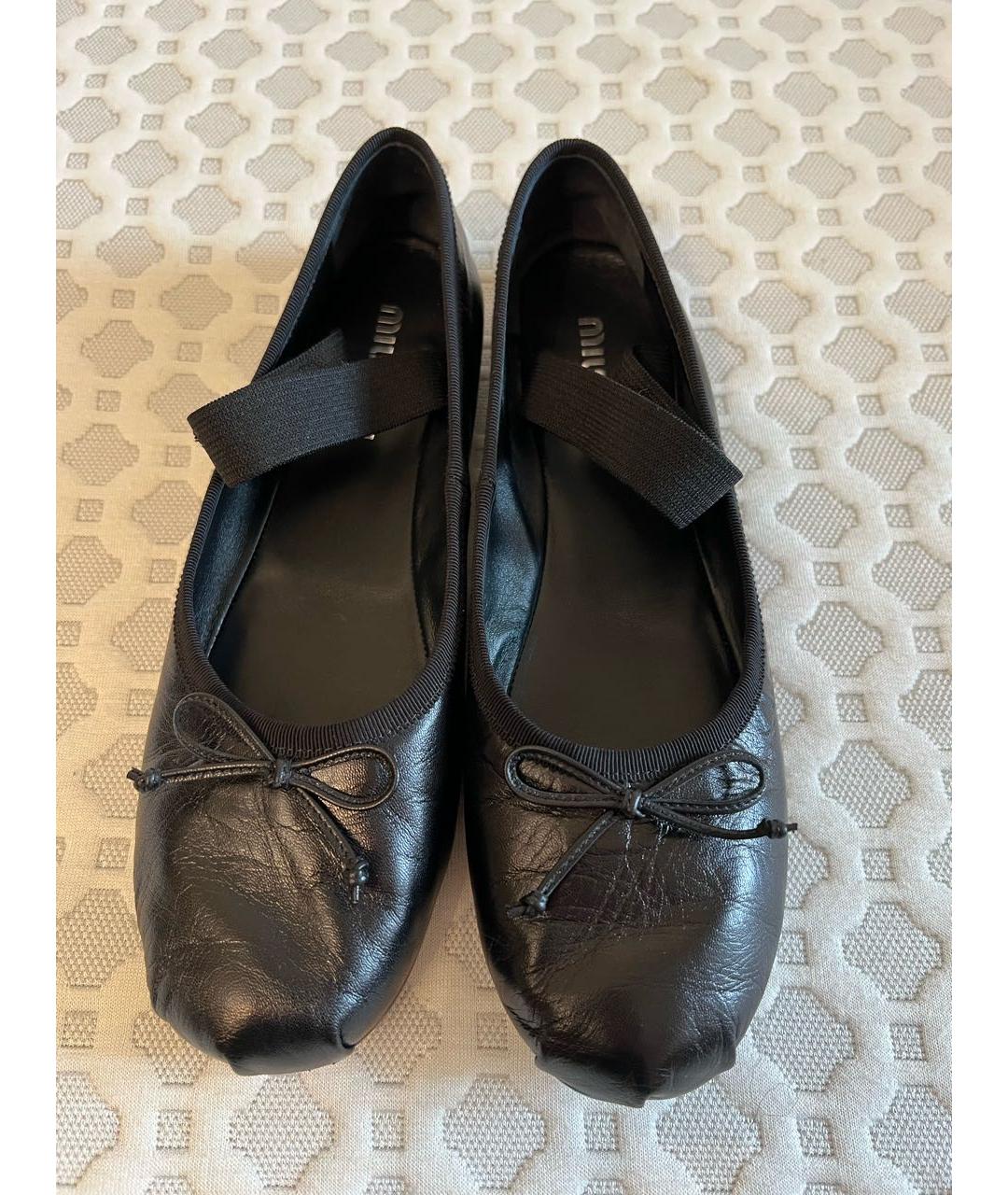 MIU MIU Черные кожаные балетки, фото 3