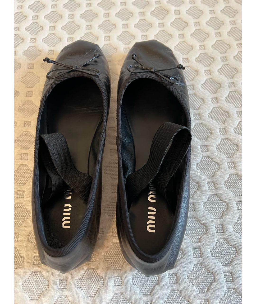 MIU MIU Черные кожаные балетки, фото 4