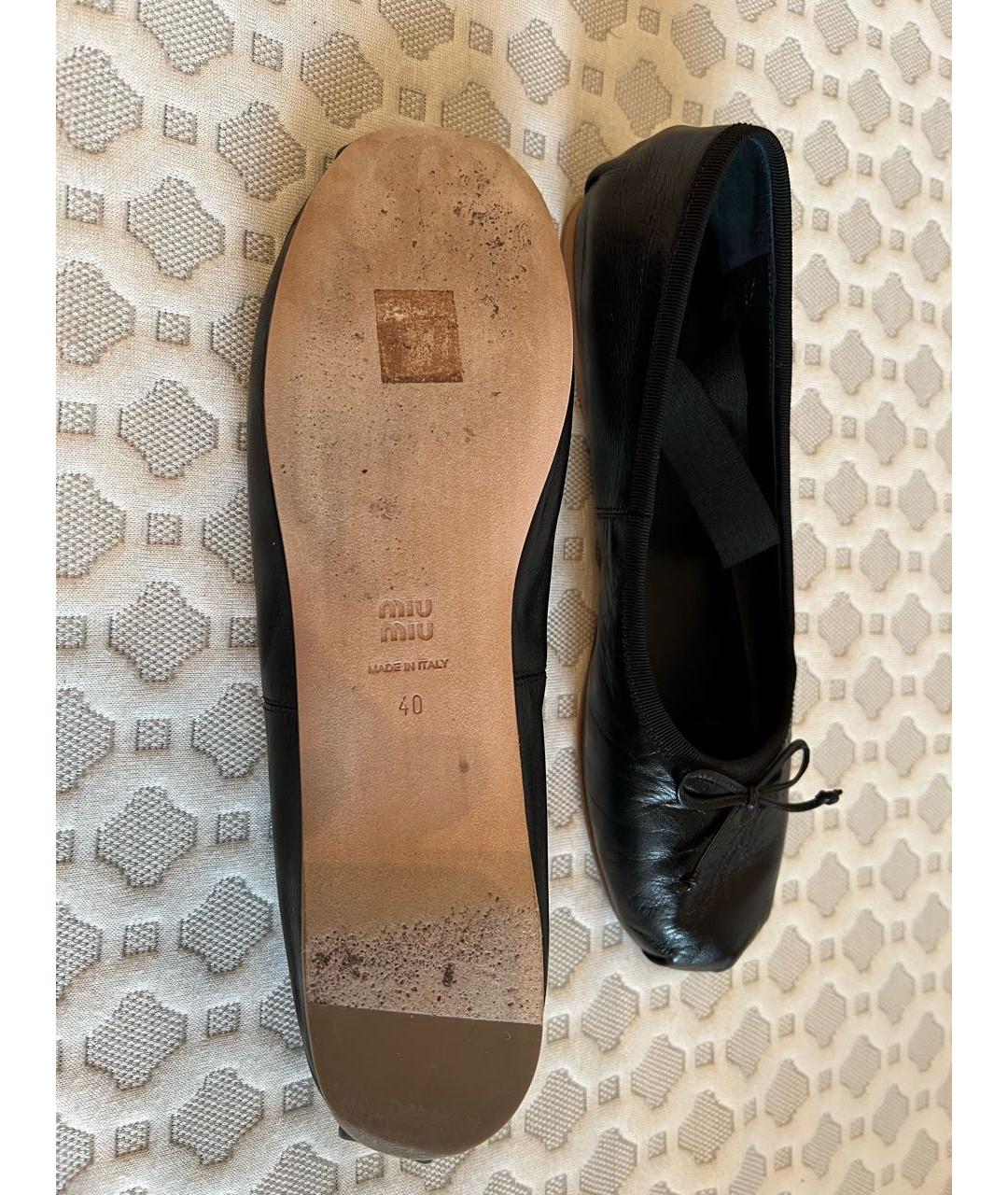 MIU MIU Черные кожаные балетки, фото 7