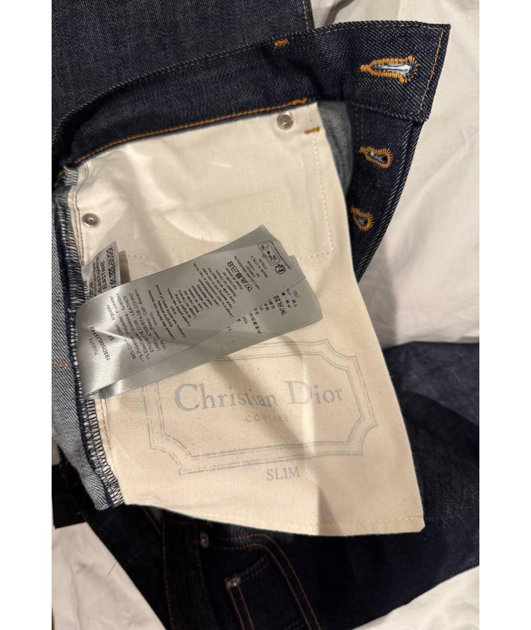 CHRISTIAN DIOR Синие хлопковые джинсы скинни, фото 5